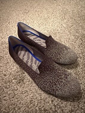Rothy's Metallic Charcoal and Silver Knit Loafers